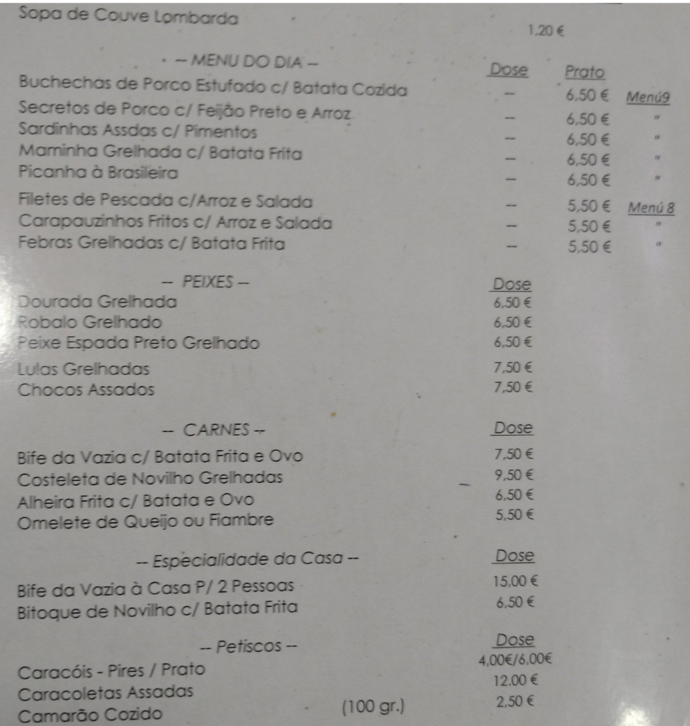 menu portugal 