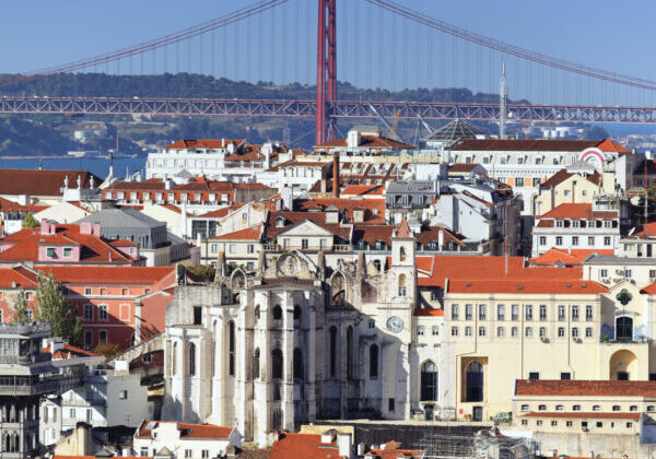 view of Lisbon and the river Tagus, Portugal